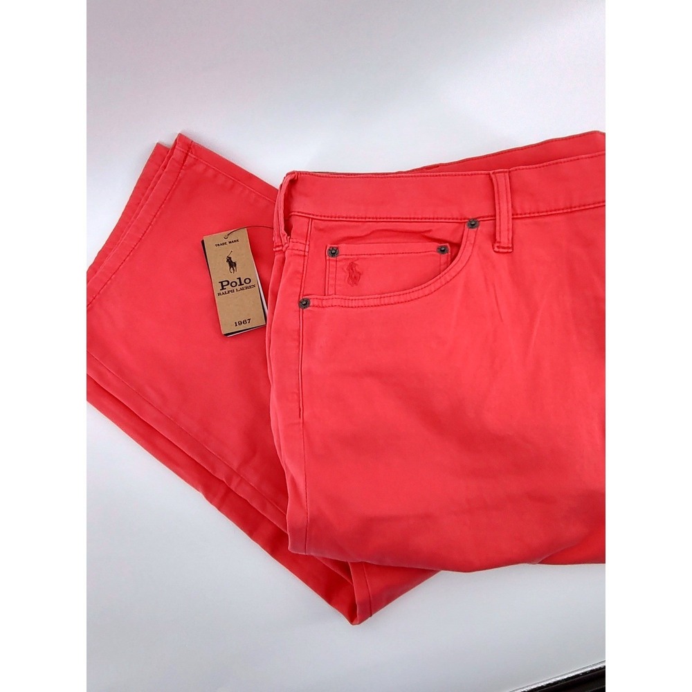 Polo Ralph Lauren Varick Slim Straight Pants Mens 46x30 Coral Pink New Stretch